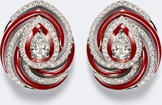 Kamyen Jewellery Twister 18kt white gold and enamel earrings with diamonds