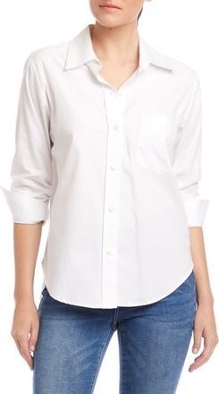 Karen Kane Ruched Sleeve Shirt in White at Nordstrom, Size X-Large