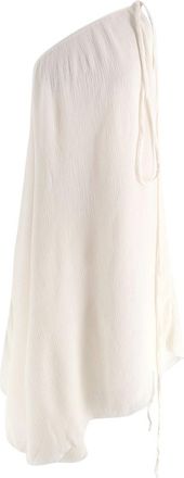 &Aacute;eron Aeron Cream Crinkle Tie One Shoulder Dress Size S