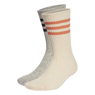 adidas Lounge Crew Socks 2 Pairs Beige Grey HT3460