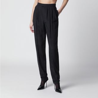 Saint Laurent Pantaloni sartoriali in seta habutai neri