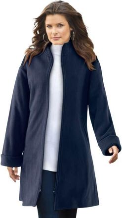 Roaman's Plus Size Fleece Driving Coat in Navy at Nordstrom, Size 16