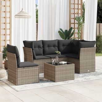 vidaXL Vidaxl - Set De Muebles De Jard&iacute;n 6 Pzas Y Cojines Rat&aacute;n Sint&eacute;tico Gris