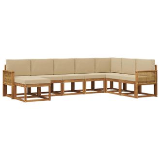 vidaXL Conjunto De Sof&aacute;s De Exterior Con Coj&iacute;n 8 Pcs Natural Y Beige Vidaxl
