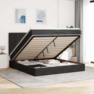 vidaXL Estructura De Cama Otomana Colchones Terciopelo Negro 200x200cm Vidaxl