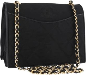 Chanel Pre-owned Cross Body Bags, female, Black, Size: ONE SIZE Pre-owned Vintage Nylon Shoulder Bag