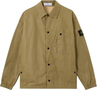 Stone Island Surchemise - Heren - Zomerjassen - Groen - M - Katoen - Jassen