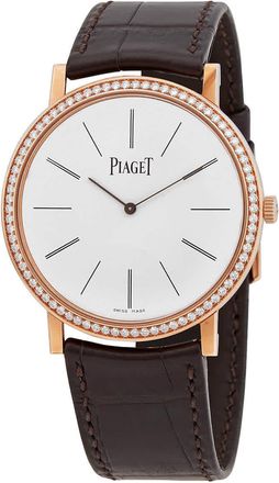 Piaget Altiplano White Dial Brown Alligator Leather Automatic Mens Watch GOA36125