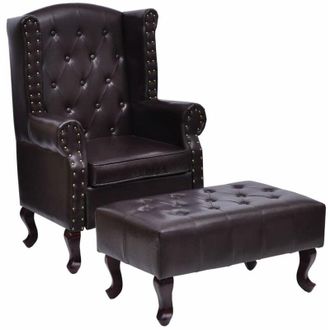 vidaXL Vidaxl - Sill&oacute;n Con Reposapi&eacute;s Cuero Sint&eacute;tico Marr&oacute;n Oscuro