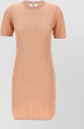 Fendi cotton short sleeve dress with textured pattern