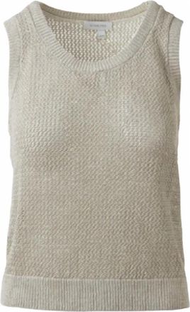 Kinross Cashmere Womens Linen Mesh Tank Top In Sand Stone
