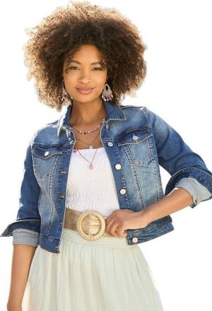 Joe Browns Essential Stretch Denim Jacket in Medium Blue at Nordstrom, Size 26