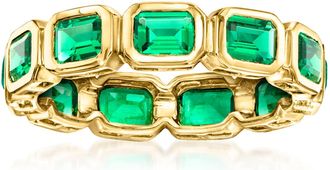 RS Pure by Ross-Simons Lab-Grown Emerald Eternity Band in 18kt Gold Over Sterling