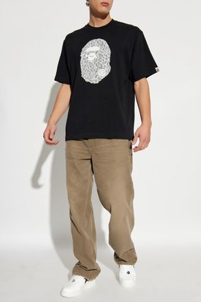 A Bathing Ape T-shirt With Printed Logo, Mens, Black