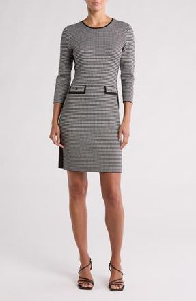 DKNY Houndstooth Pocket Sweater Dress in Black/Ivory at Nordstrom Rack, Size X-Large