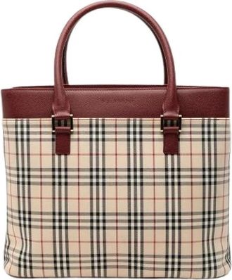 Burberry Pre-owned Plaid Canvas Tote - Dames - Vintage Shopper - Veelkleurig - ONE Size - Leer - Vintage