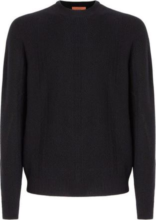 Missoni Crew Neck Sweater In Wool With Chevron Pattern in Black at Nordstrom, Size 50 It