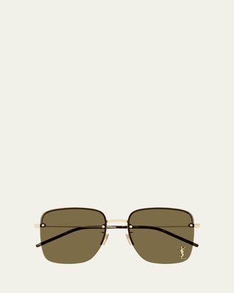 Saint Laurent YSL Rimless Square Metal Sunglasses