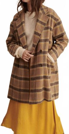 Garance Paris Aubrey Oversized Plaid Coat In Brown Tan