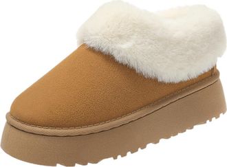 Generic Women NitaPlatform Slippers Fuzzy Slipper Mini Ankle Boot Fur Fleece Lined Sneakers House slippers Anti Slip Boot For Outdoor