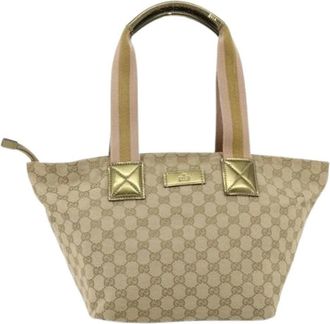 Gucci Pre-owned Handbags, female, Beige, Size: ONE SIZE Pre-owned Web Zip Tote