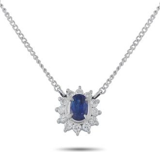 Luxury Bazaar Platinum 0.20 ct Diamond and 0.45 ct Sapphire Necklace MF05-010226