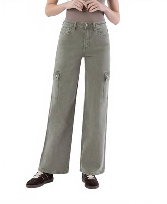 Flying Monkey 90s Super High Rise Loose Cargo Jeans In Beige