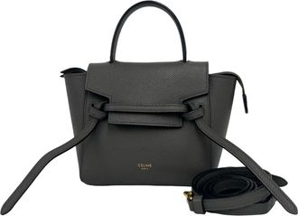 Celine Gray Leather Handbag Shoulder Bag Tote Bag (Pre-Owned)