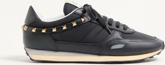 Valentino Garavani Stud Up Trainer In Leather And Nylon Man BLACK 39.5
