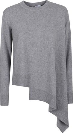 Alexander McQueen Asymmet Crwnk Jumper - female - Alexander McQueen - Cashmere Knitwear - Gray - S - Knitwear