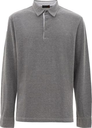 Corneliani Polo Shirt met Lange Mouwen - Heren - Polos - Grijs - L - Katoen - Tops