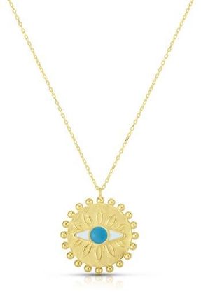 Sphera Milano 14K Gold Plated Evil Eye Pendant Necklace at Nordstrom Rack