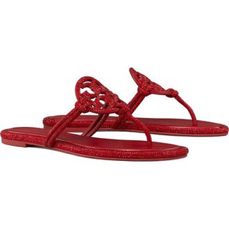 Tory Burch Miller Knotted Pav&eacute; Thong Sandal in Ruby at Nordstrom, Size 9.5