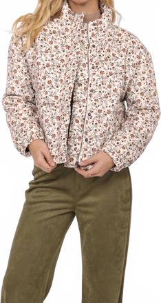 Sadie & Sage Just Looking Floral Cord Jacket In Beige