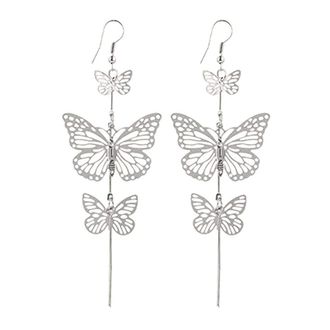 Generic Women Punk Gold Silver Color Long Dangle Drop Butterfly Earrings Hook Eardrops Stylish Nice and Deft