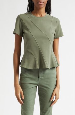 Veronica Beard Syverin Stretch Cotton Peplum T-Shirt in Stone Army at Nordstrom, Size X-Small