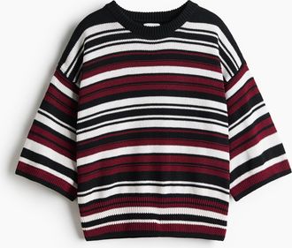 H&M Kurzarmpullover - Marineblau/Gestreift