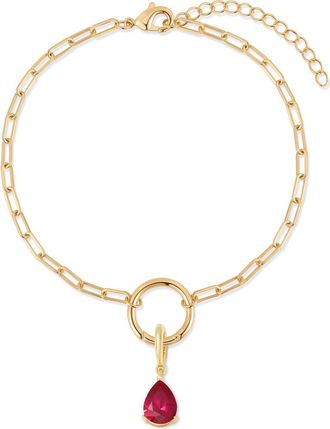 Brook & York Colette Mini Teardrop Birthstone Bracelet in Gold/July at Nordstrom