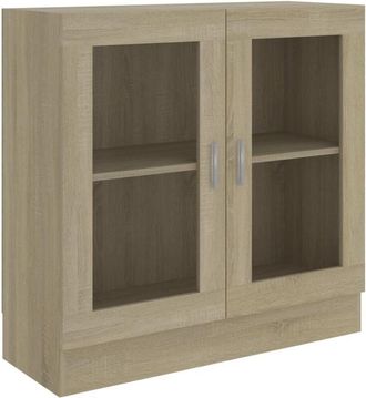 vidaXL Vitrine Cabinet Sonoma Oak 82.5x30.5x80 cm Engineered Wood Vidaxl