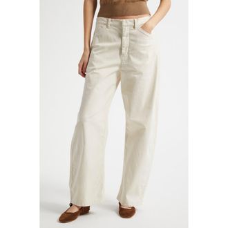 Nili Lotan Tribeca Barrel Leg Pants in Stone at Nordstrom, Size 2