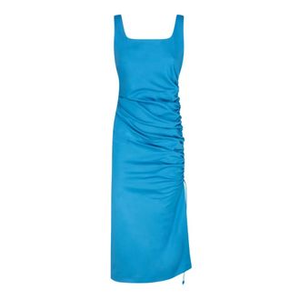 Sportmax Kleedjes, Dames, Blauw, S, Polyester, Blauwe Midi Jurk