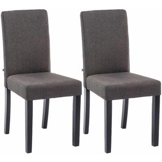 Clp Clp - Juego De 2 Sillas De Comedor Ina De Tela Gris Oscuro Negro