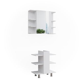 Vicco Conjunto De Muebles De Ba&ntilde;o Fynn, Blanco, 2 Partes, Mueble Lavabo Y Mueble Espejo De Ba&ntilde;o