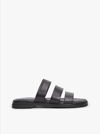 Tommy Hilfiger Debossed Logo Strap Leather Sandals