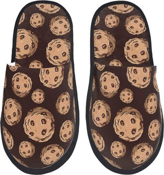 Generic Furry Slippers Seamless Picture Of Chocolate Chip Cookie Home Slippers Casual Flat House Slipper For Bathroom Indoor Bedroom M