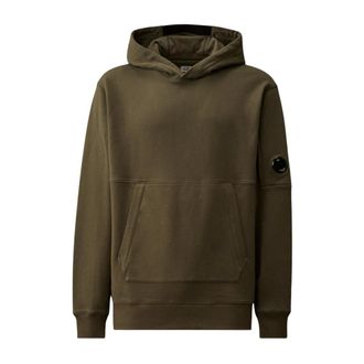 C.P. Company Hoodies, male, Green, Size: 2XL Diagonal Raised Fleece Lens Hoodie