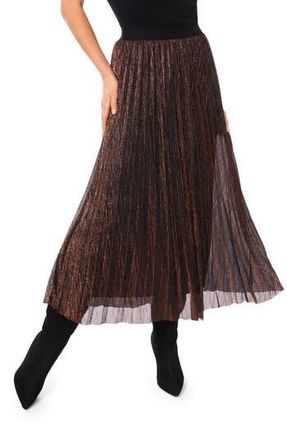 Halogen Metallic Pleated Skirt in Bronze at Nordstrom Rack, Size Xx-Large