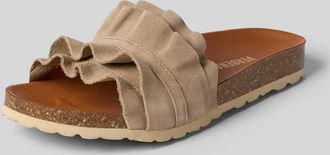 Verbenas Slipper aus echtem Leder Modell Rocio in Taupe, Gr&ouml;&szlig;e 37