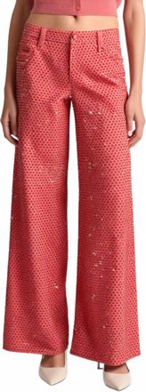 Alice & Olivia Womens Embellished Baggy Jean In Red