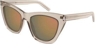 Saint Laurent Transparante Nude Acetaat Zonnebril - Dames - Zonnebrillen - Beige - 55 MM - Accessoires